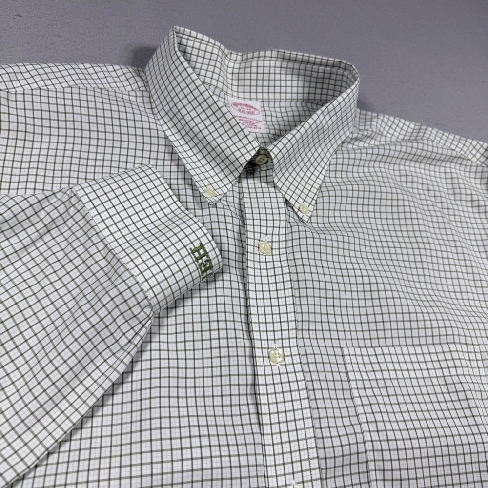Brooks Brothers Mens Traditional Fit Non-Iron Tattersall Check Button Down Shirt